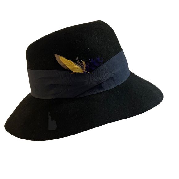 Eugenia Kim Felt Fedora Navy with feathers size small Eugenia Kim | Accessories | Eugenia Kim Felt Fedora Navy  main image 3